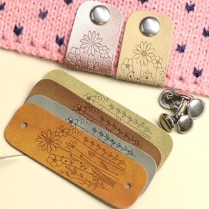 Handmade Flower Faux Suede Tag: Knitting Crochet Accessories, 6 Colors (6 pcs)