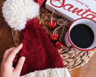 Hand Knit Santa Hat