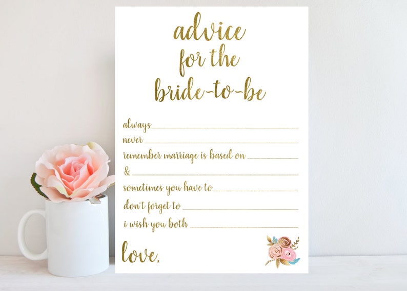 Advice For Bride To Be Bridal Shower Cards Printable Image 0