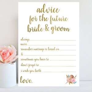 Advice for the Bride and Groom Bridal Shower Game Printable - Etsy