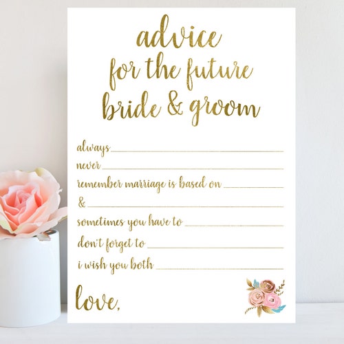 Advice for the Bride and Groom Bridal Shower Game Printable - Etsy