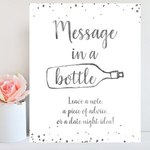 Message in a Bottle Sign Wedding Guest Book Silver Printable - Etsy