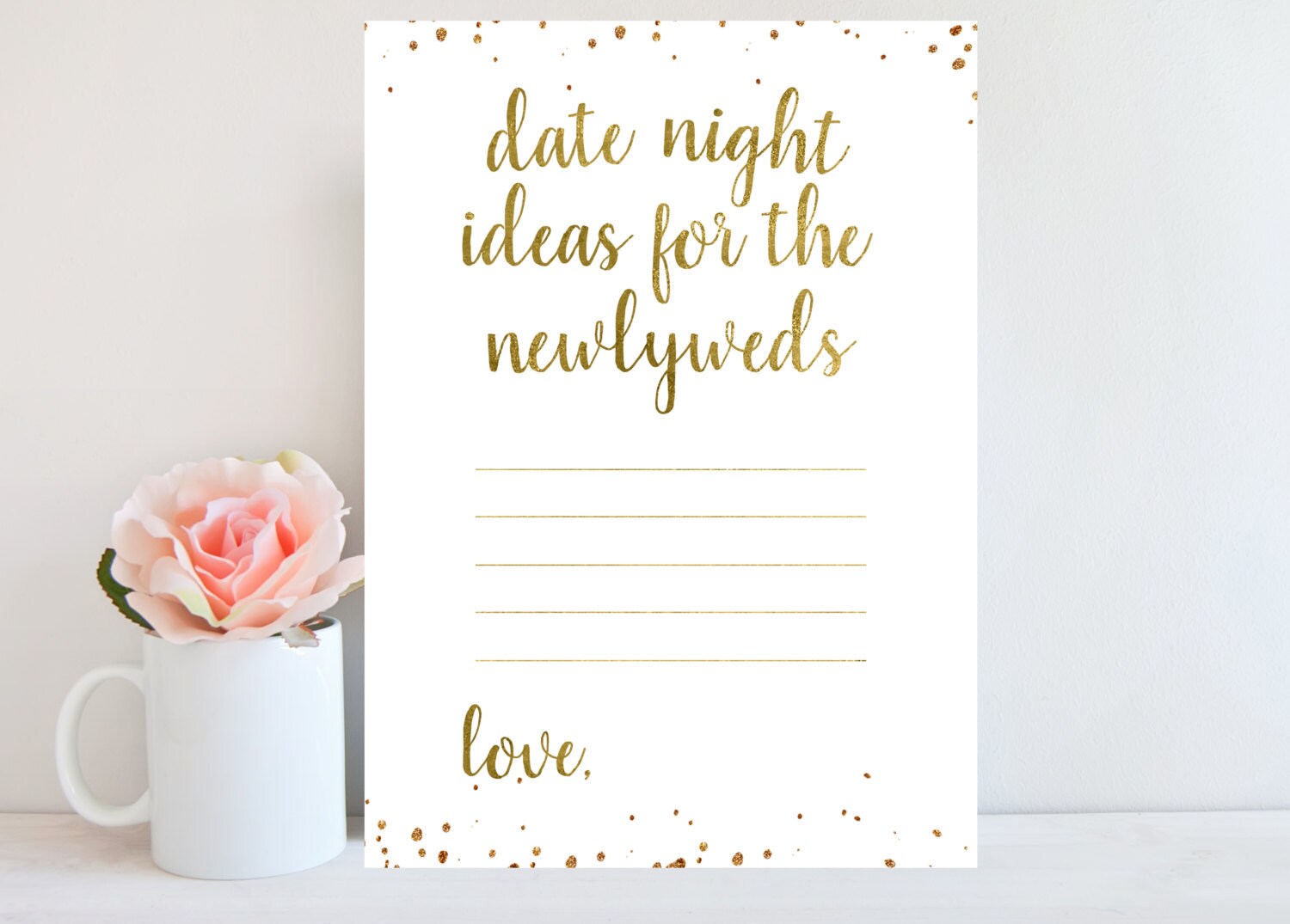 Date Night Ideas Date Night Cards Bridal Shower Game Gold Etsy