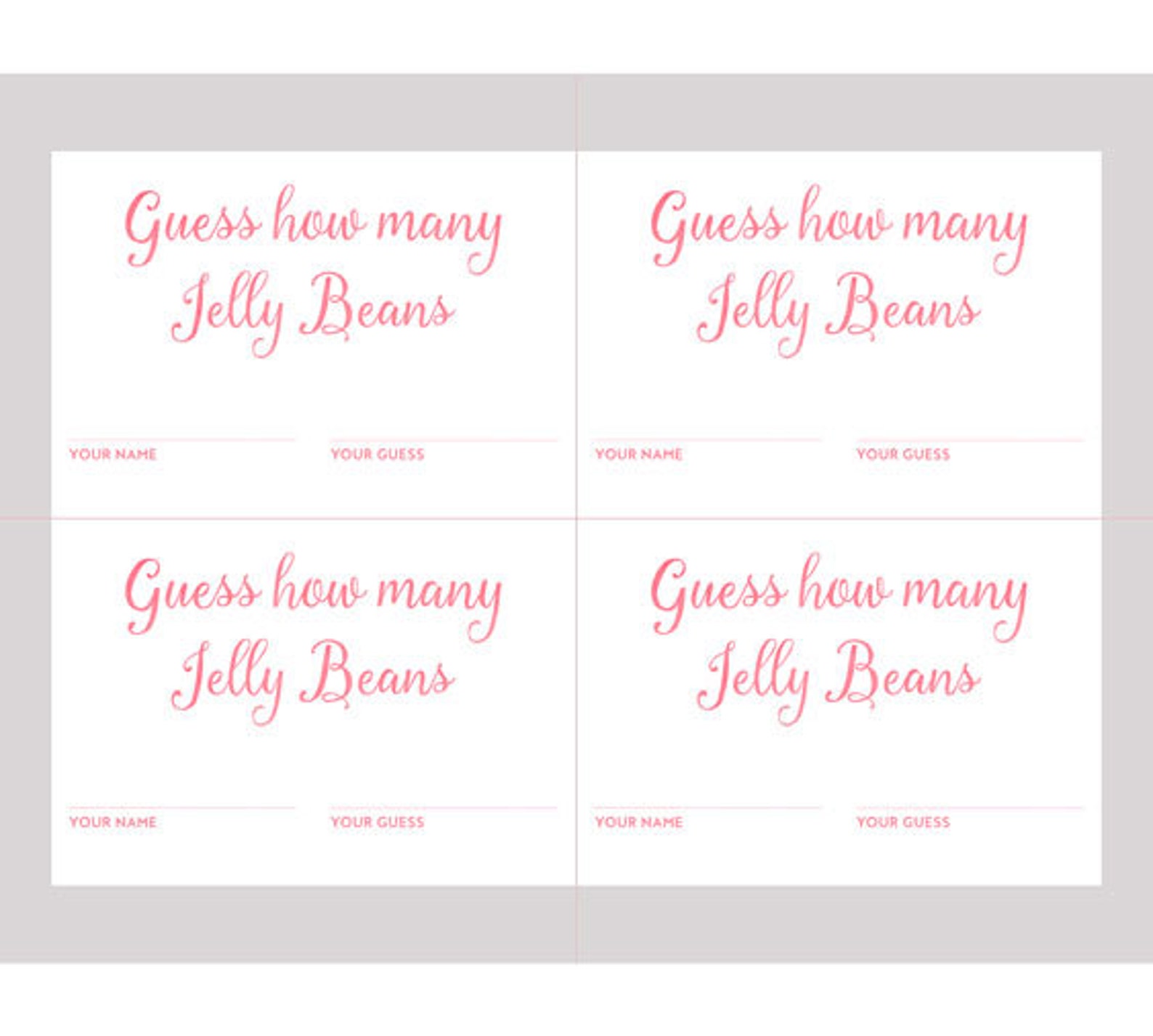 Guess How Many Jelly Beans Card and Sign Watercolor Print Etsy Canada