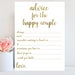 Advice for the Happy Couple, Bridal Shower Advice Cards, Gold Printable ...