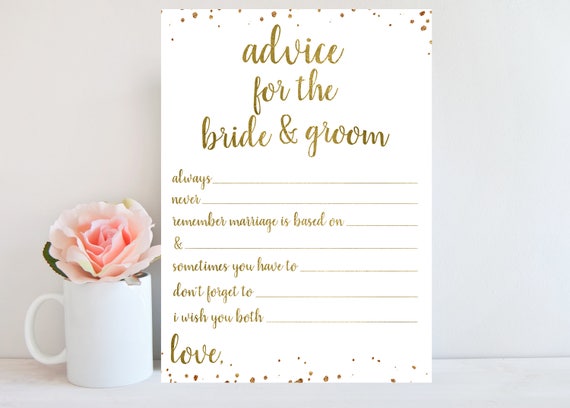 Advice For Bride And Groom Printable Wedding Advice Card Etsy