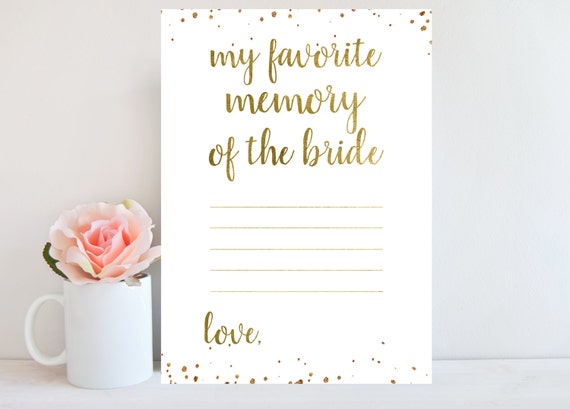 Favorite Memory of the Bride Gold Bridal Shower Printable - Etsy