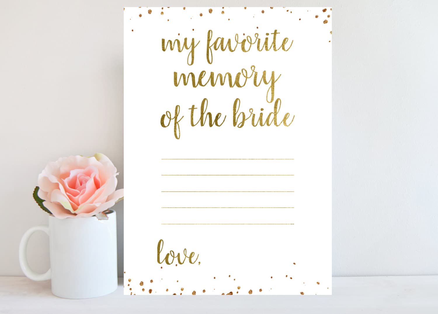 Favorite Memory of the Bride, Gold, Bridal Shower Printable Card ...