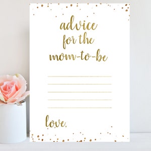 Advice for the Mom-to-be Printable Gold Confetti Baby Shower - Etsy