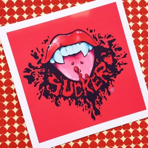 SUCKER - Postcard print, 90’s 2000’s Y2K VAMPIRE inspired square print