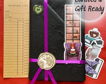 Blind Date with a Book – Isabel Allende Author Mystery Box with Enamel Pin, Bookmark, Reading Card, and Themed Bookish Stickers