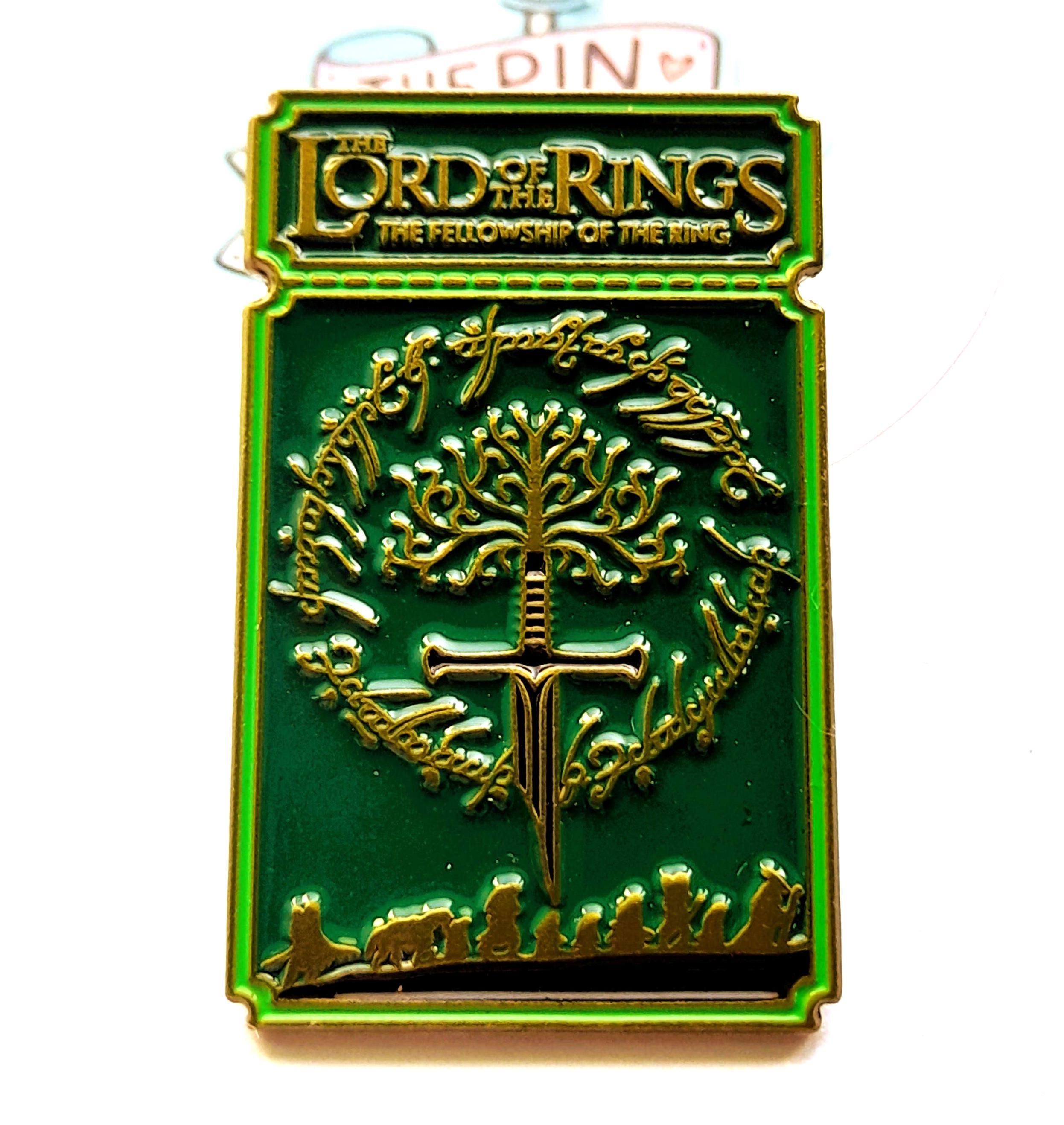 Lord of the Rings Enamel Pin – Fellowship Book Cover Pin | LOTR Fan Gift | Fantasy Sword Tree Design | Tolkien-Inspired Collector Lapel