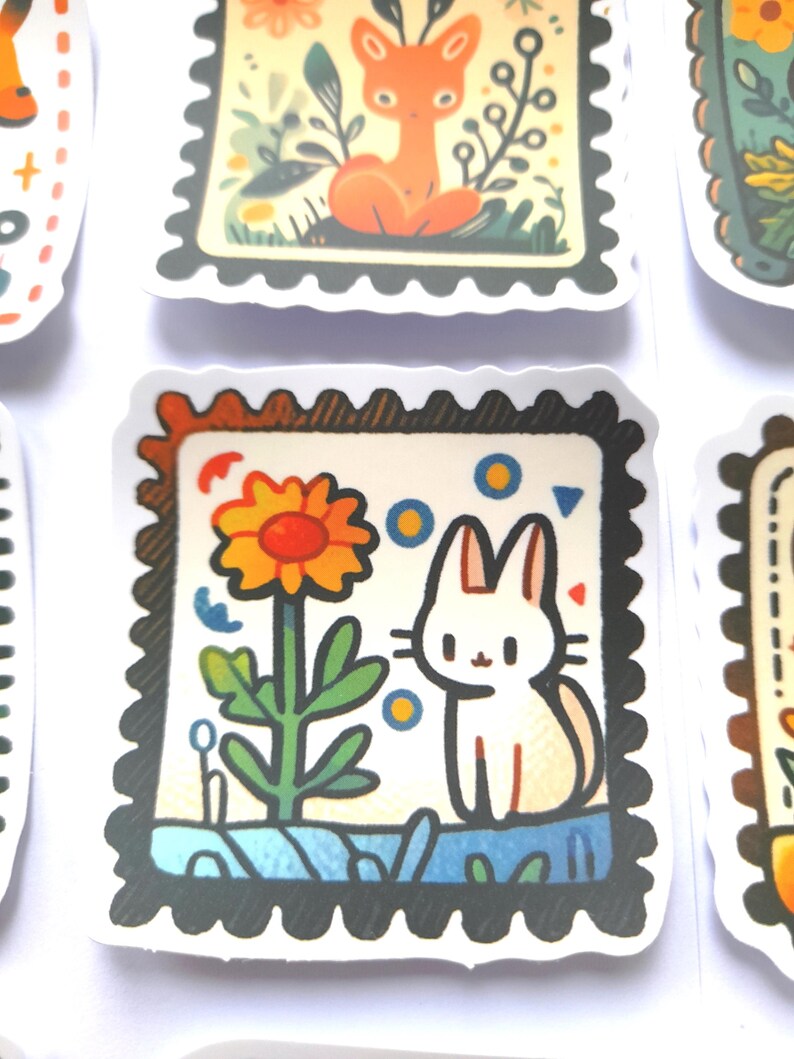 Folk Art Botanical & Animal Sticker Set of 50 Cute Illustrated Stickers