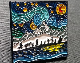 Celestial Fellowship Enamel Pin – Epic Fantasy Journey Pin, Literary Collector Badge