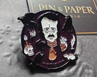 Edgar Allan Poe Enamel Pin – Dark Academia Accessory, Gothic Literature Collector Accessory