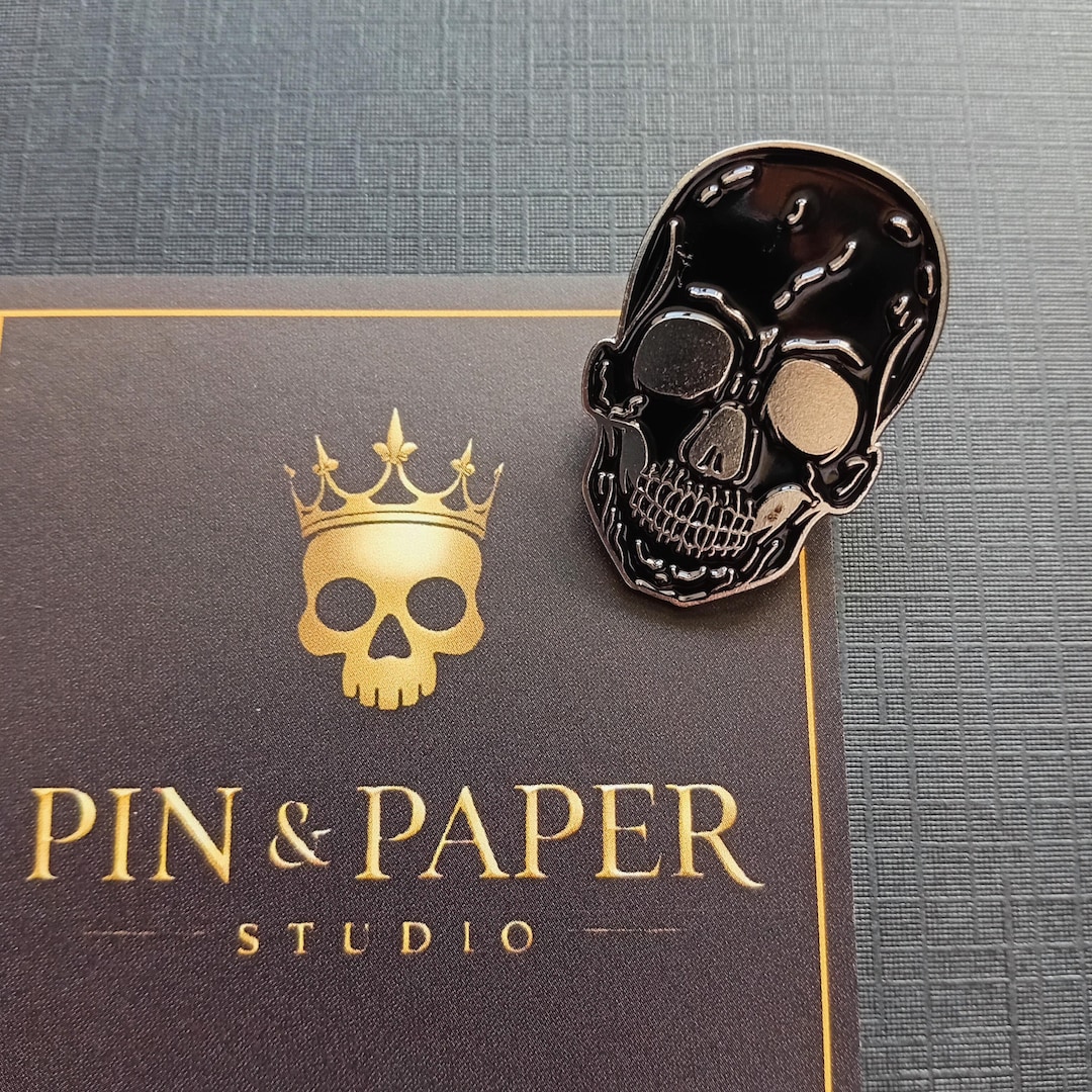 Black & Silver Skull Enamel Pin – Gothic Metal Lapel Pin | Dark ...
