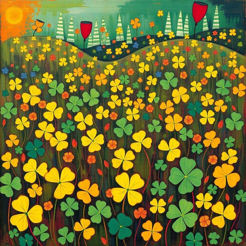 Set of 35 Lucky Clover Digital Drawings Clip Art Illustrations square