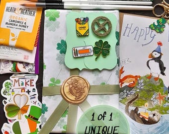 Blind Date with a Book Irish Literary Curated Gift | Deluxe Premium Gift Box with Irish Author Book, Enamel Pins, Keychain, Tea, Card & more