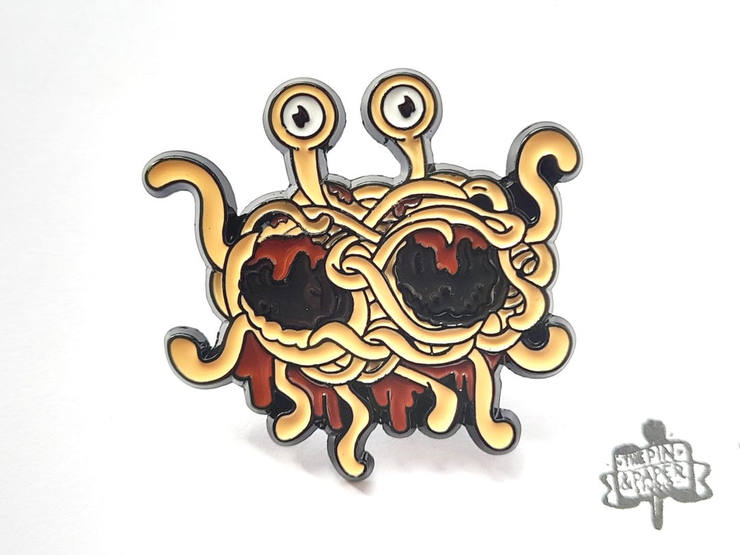 Flying Spaghetti Monster Enamel Pin Funny Pasta Pin FSM Badge, Atheist ...