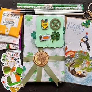 Blind Date with a Book Irish Literary Curated Gift | Deluxe Premium Gift Box with Irish Author Book, Enamel Pins, Keychain, Tea, Card & more