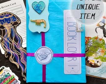 Blind Date with a Book – Summer Beach Edition Gift Box with Pins, Stickers, Card & Surprises | Ocean-Themed Book Lover’s Mystery Gift