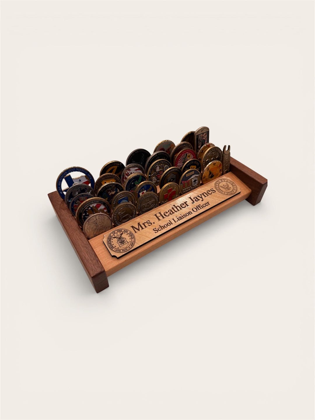 Customized Coin Rack Handcrafted Wooden Challenge Coin Display Rack, Holds 30 Coins ...