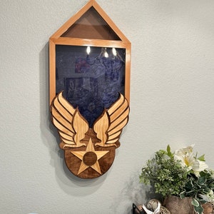 Heritage Air Force Retirement Shadow Box, Wall Hanging, Wood, Office, Display