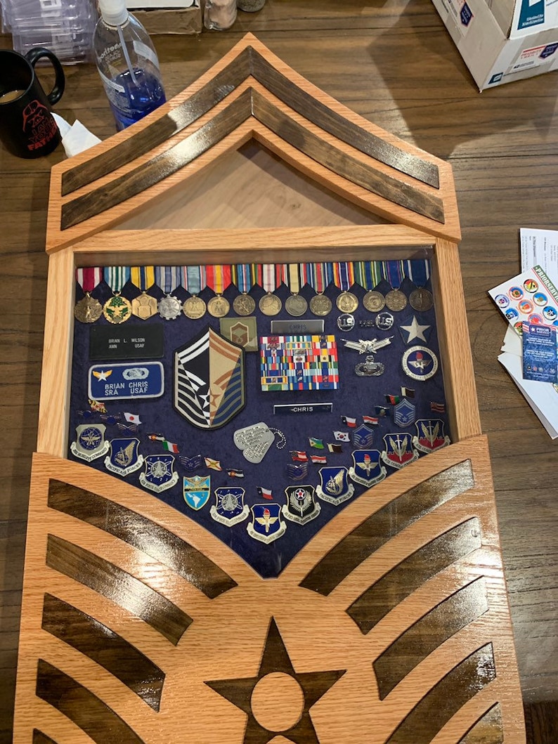 Air Force Stripes Retirement Shadow Box large Etsy Denmark