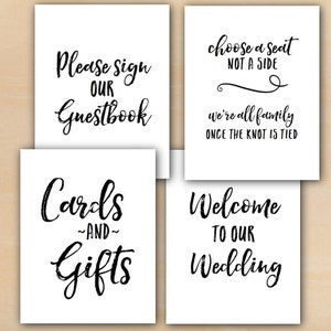 Wedding Set includes Guestbook Cards and Gifts Pick a Seat and Welcome Sign INSTANT DOWNLOAD DIY