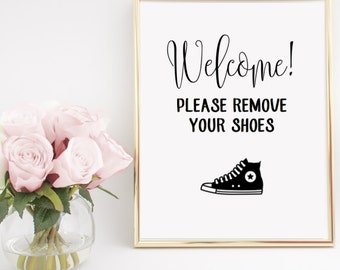 Please Remove Your Shoes Converse Sneakers Sign Home Decor Printable Wall Art INSTANT DOWNLOAD DIY - Great gift!