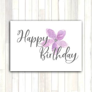 Cartão de felicitações feliz aniversário aquarela floral amor romântico para impressão download instantâneo de última hora faça você mesmo