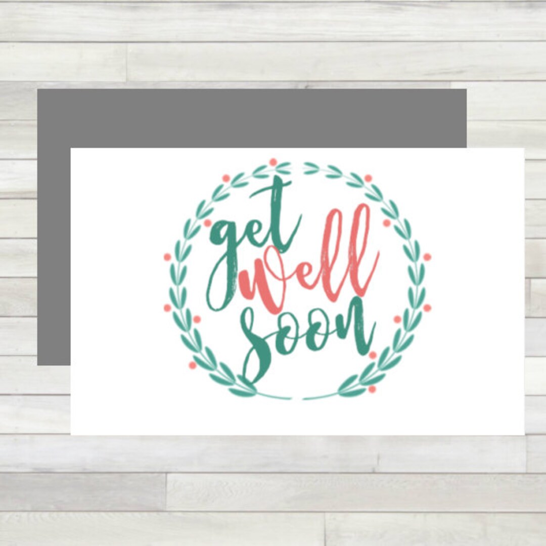 Greeting Card Get Well Soon Floral Wreath Printable Instant Download ...