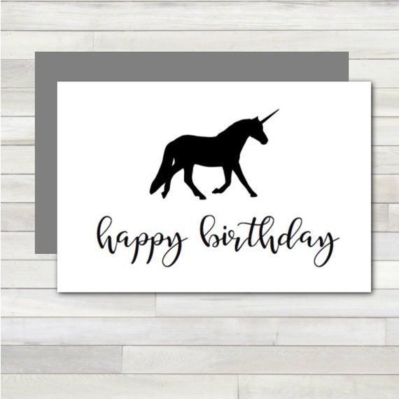 greeting card happy birthday unicorn printable instant etsy