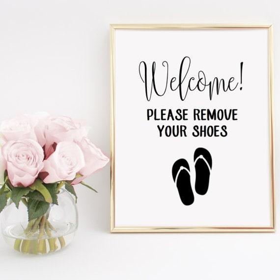 Please Remove Your Shoes Flip Flop Sign Home Decor Printable Wall