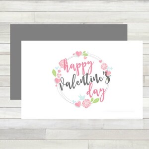 Greeting Card Happy Valentine's Day Wreath Printable Instant Download Last Minute DIY