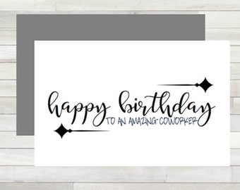 Greeting Card Happy Birthday Coworker Printable Instant Download Last Minute DIY