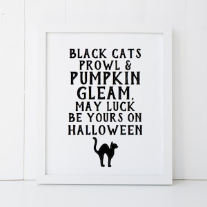 Halloween Poem Cats Pumpkin Happy Halloween Printable Wall Art INSTANT DOWNLOAD DIY - Great Gift
