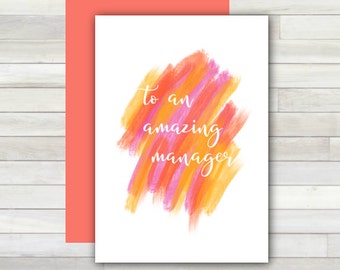 Greeting Card To An Amazing Manager Printable Instant Download Last Minute DIY