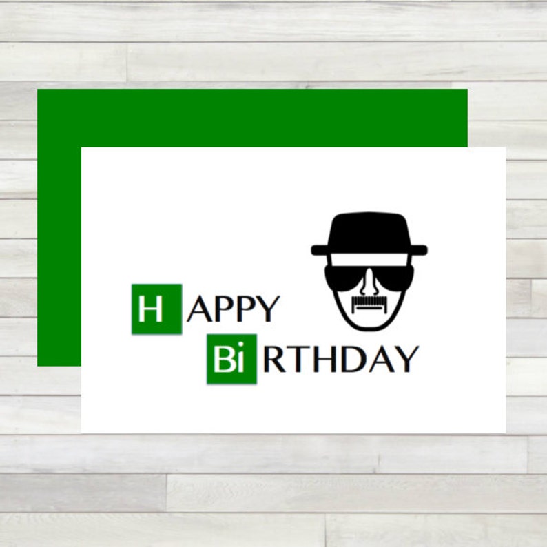 Tarjeta de felicitación feliz cumpleaños Breaking Bad Walter White Heisenberg imprimible descarga instantánea último minuto DIY imagen 1