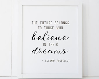 Eleanor Roosevelt Believe in ihren Träumen Motivierende Wohnkultur druckbare Wandkunst SOFORTIGER DOWNLOAD