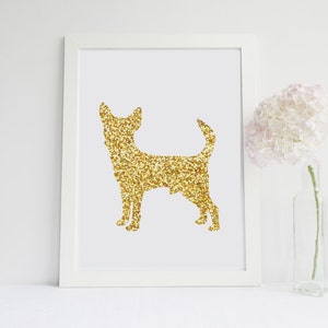 Glitter Chihuahua Silhouette Home Decor Printable Wall Art INSTANT DOWNLOAD DIY Great Gift