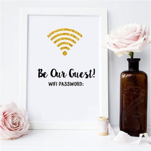 Customizable Be Our Guest Internet WiFi Password Sign Use Dry Erase Marker - Disney AirBNB Home Decor Printable Wall Art