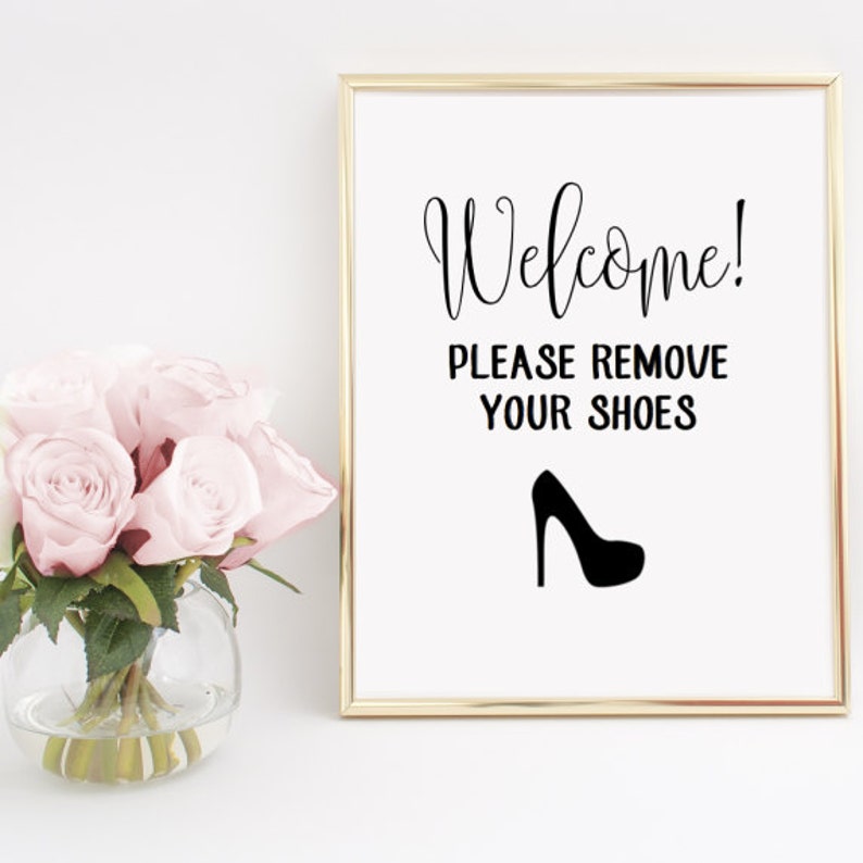 Please Remove Your Shoes Heels Sign Home Decor Printable Wall Etsy