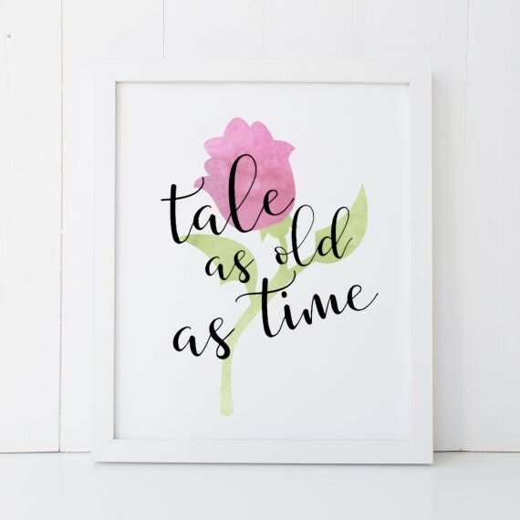 Tale as Old as Time Beauty and the Beast Disney Watercolor Color Home