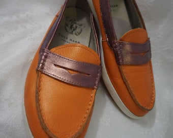 Women's Cole Haan Boat Shoes Leather Loafers Sz 7 US Hand-painted