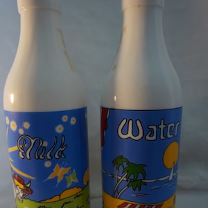 Vintage 80&#39;s Milk Bottles - Carlton Milk Glass Bottles Set