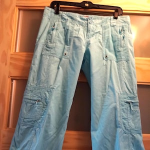 Loose Fit Cotton Roll Up Cargo Pants Capris ~ Women&#39;s Fashion Sz 9
