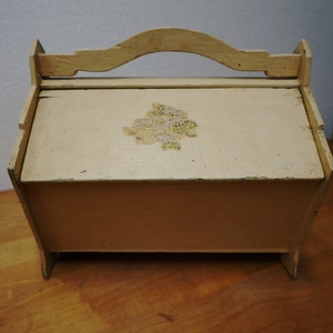 Antique Victorian placage sur pied boite à couture tricot Notions ~ ferme Decor