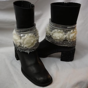 Romantic Goth Black Leather Embellished Vintage Boots Sz 7