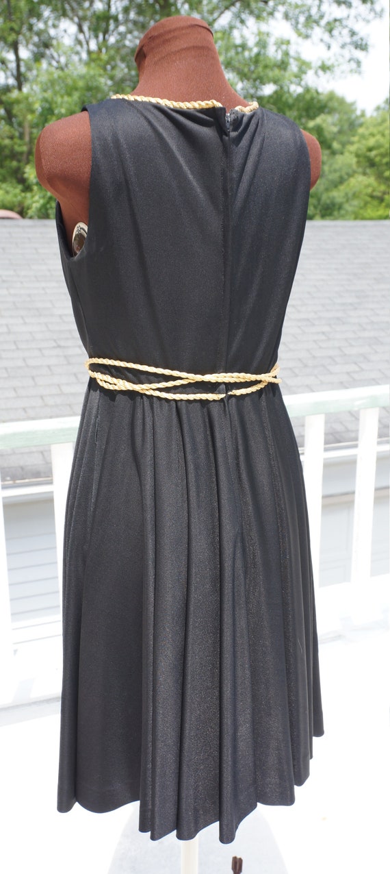 Vintage 60's Rockabilly Swing Dress Black & Gold … - image 2